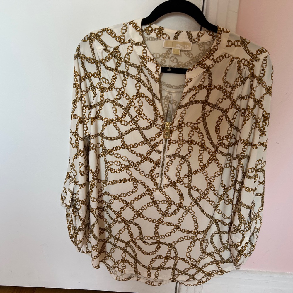 MICHAEL Michael Kors Gold Chain Print Blouse
